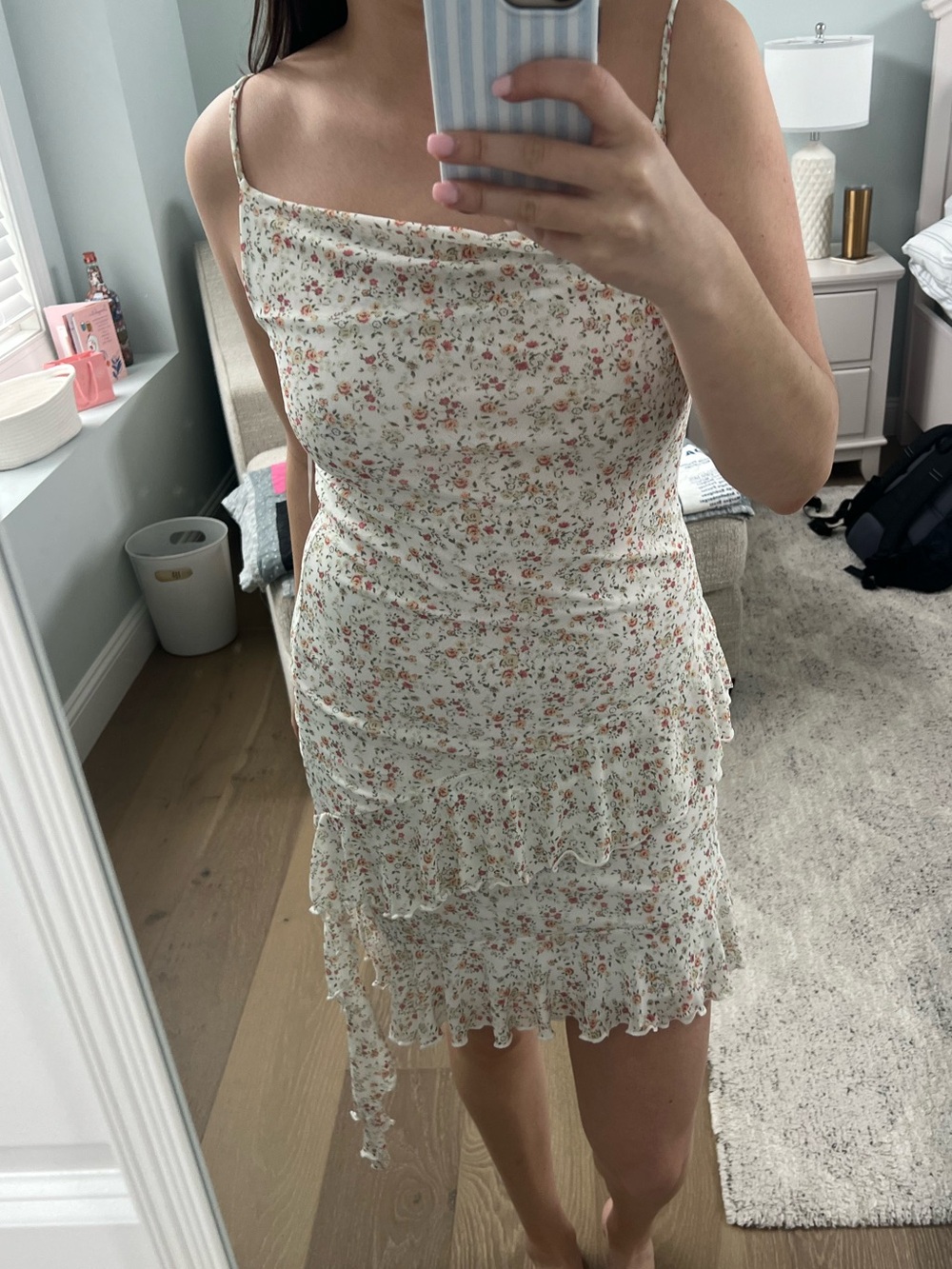Marshalls Cream Floral Ruffle Mini Dress